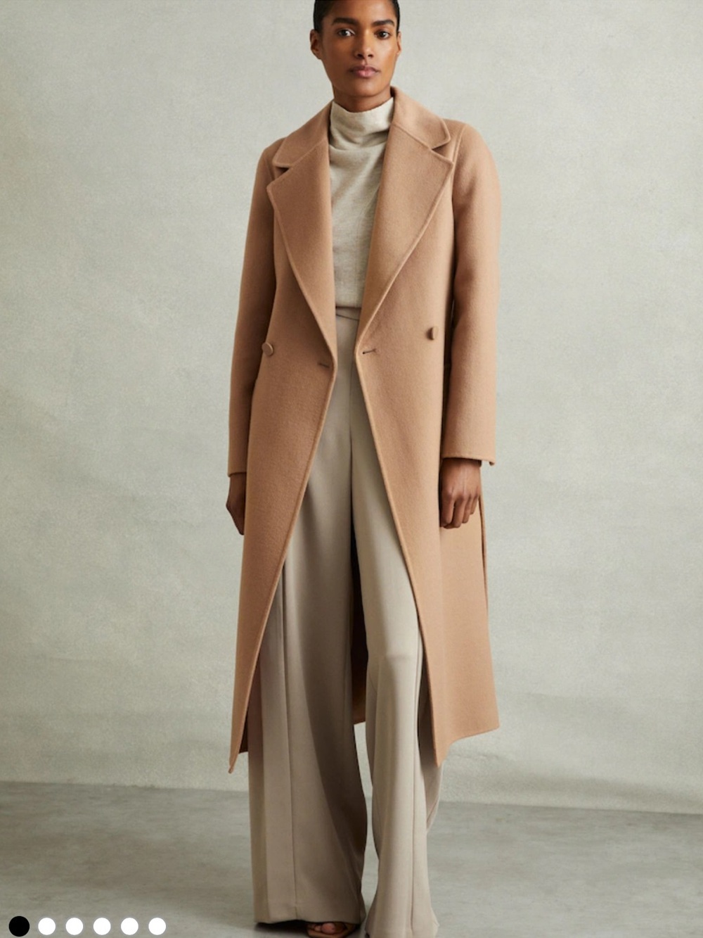 New Reiss Light Camel Lucia Wool Blend Double Breasted Blindseam Coat